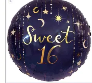 18" Sweet 16/Starry Night Mylar Balloon #417