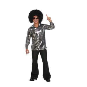 70s Disco Silver Shirt for Plus Size Adults