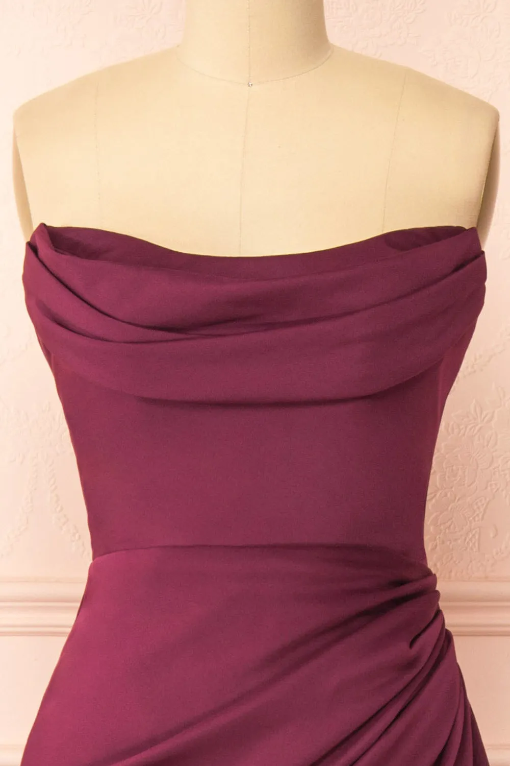 Ailsa Burgundy | Strapless Gown w/ High Slit