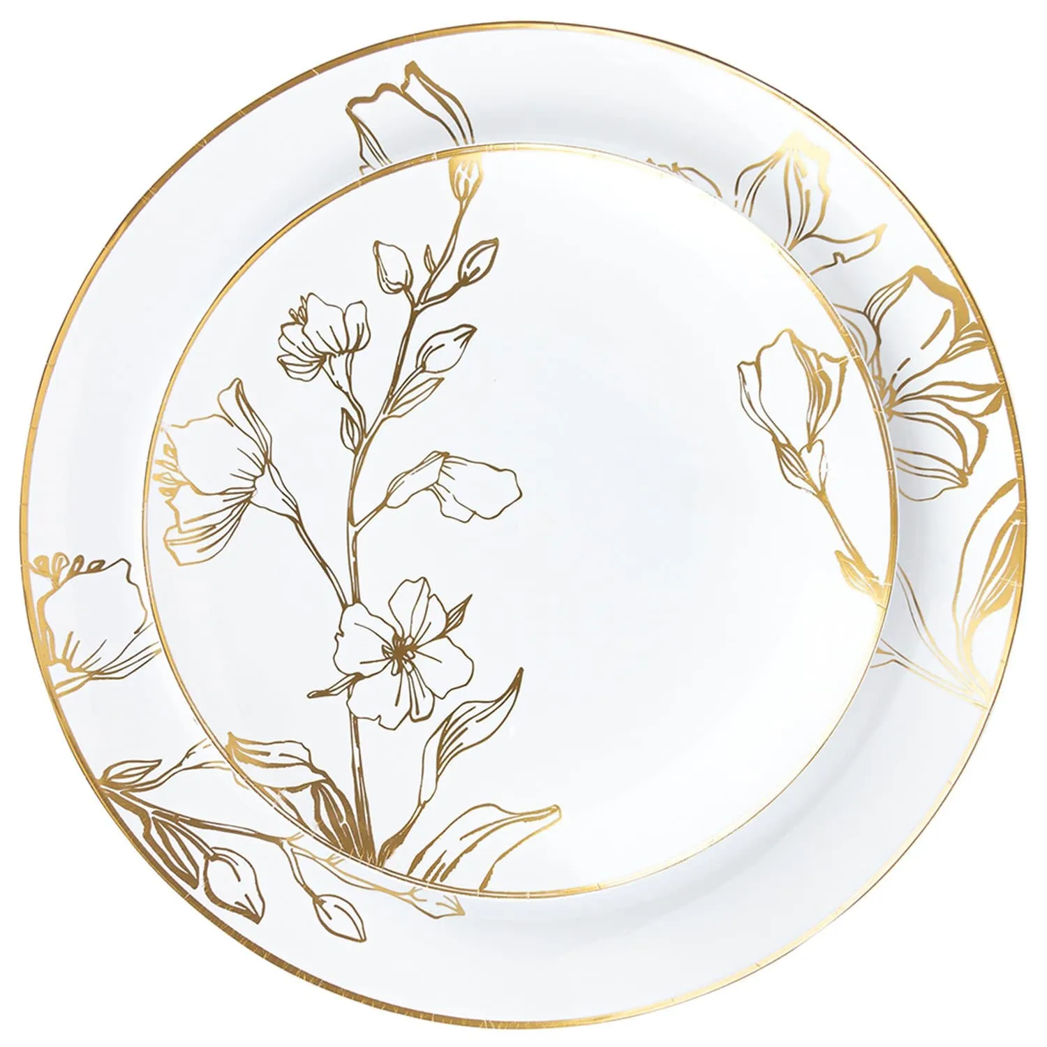 Antique Gold Floral Dinner Plates 10″