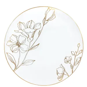 Antique Gold Floral Dinner Plates 9″