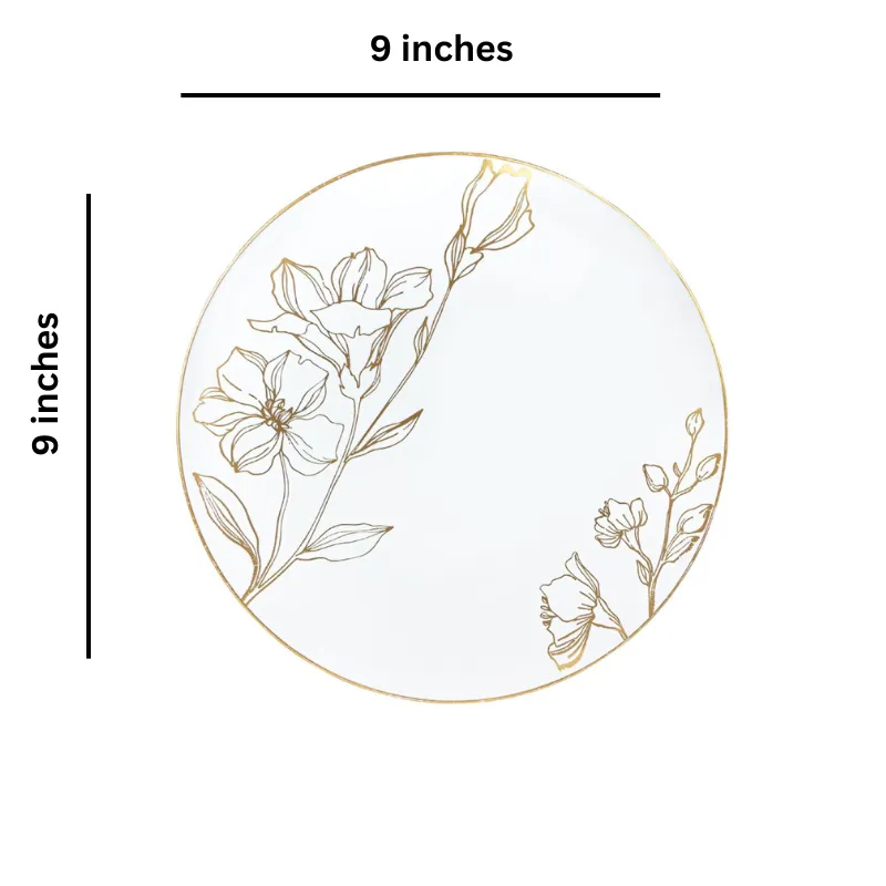 Antique Gold Floral Dinner Plates 9″