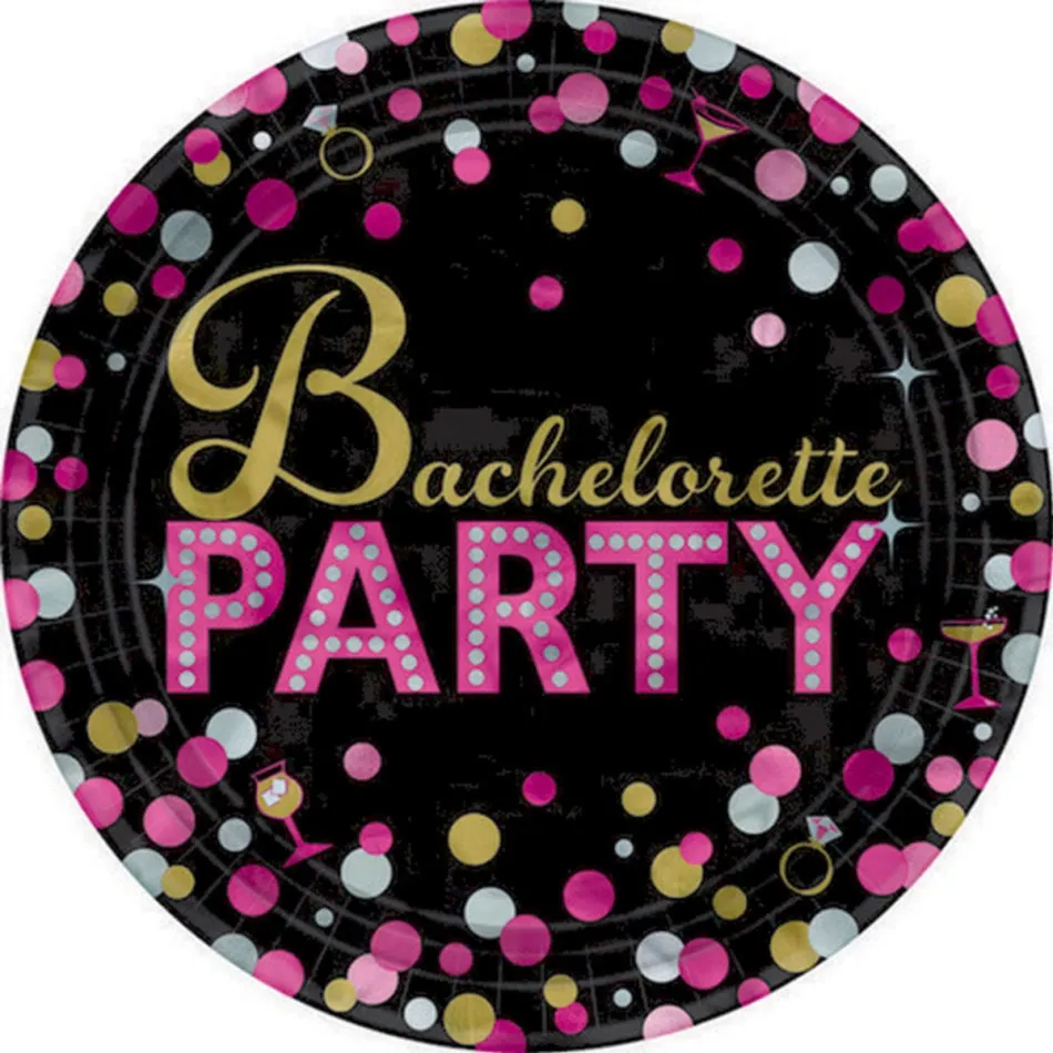 Bachelorette Night Round Plate17cm 8pk