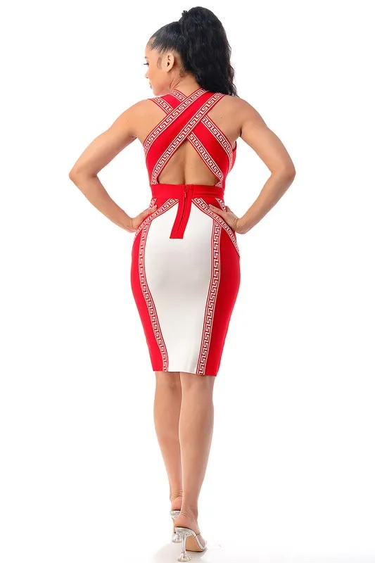 Bandage Bodycon Red Midi Dress