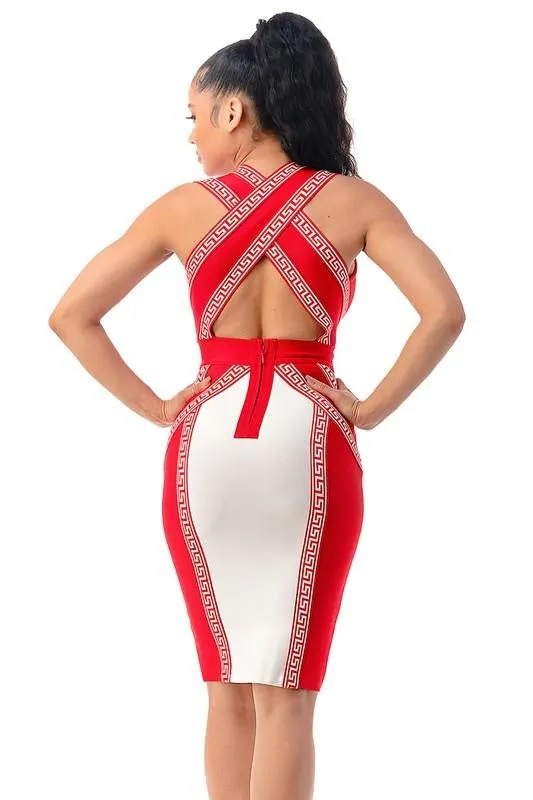 Bandage Bodycon Red Midi Dress