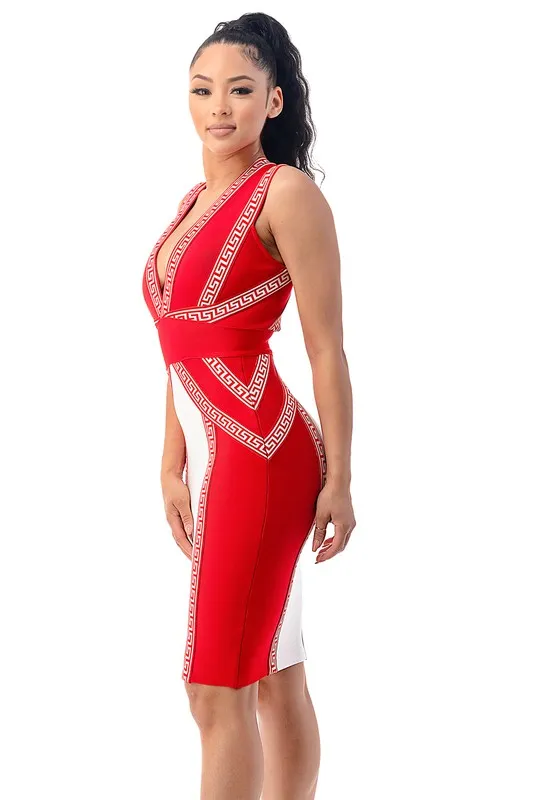 Bandage Bodycon Red Midi Dress