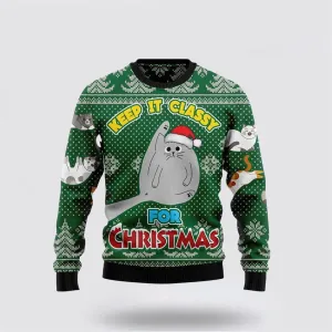 Cat Keep It Classy For Christmas 3D Ugly Christmas Sweater For Men And Women, Best Gift For Christmas, Christmas Fashion Winter