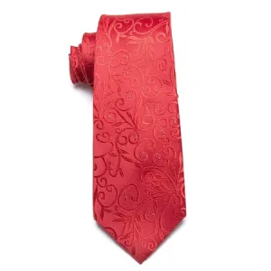 Classy Men Classic Red Floral Necktie