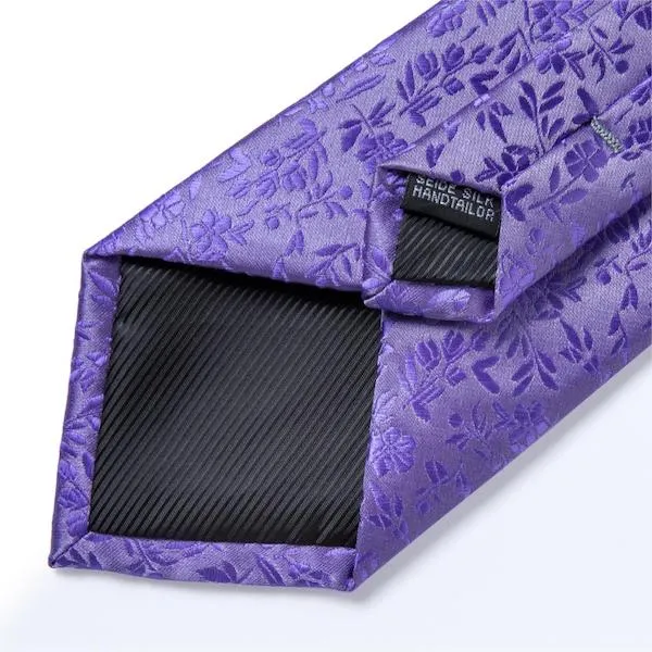 Classy Men Lilac Floral Silk Necktie