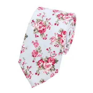 Classy Men Pastel Blue Floral Skinny Cotton Tie