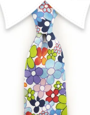 Colorful Cotton Floral Tie and Hanky Set