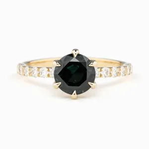 Maria Luxe Grand Ring 1.58ct Blue Green Queensland Sapphire, 14K Yellow Gold (One of a kind)