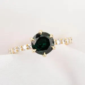 Maria Luxe Grand Ring 1.58ct Blue Green Queensland Sapphire, 14K Yellow Gold (One of a kind)