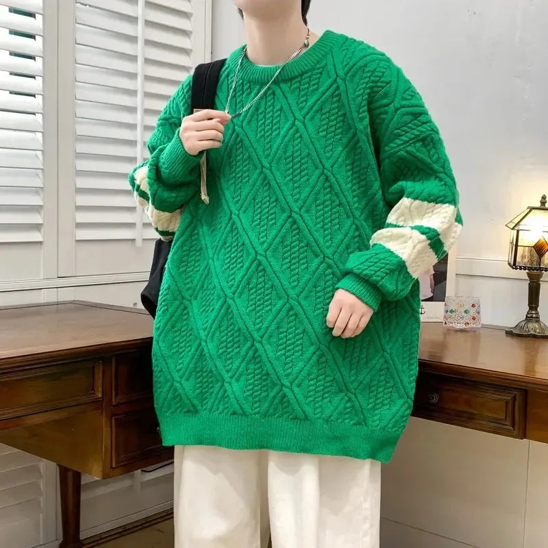 Men's Round Neck Brocade Sweater Autumn And Winter