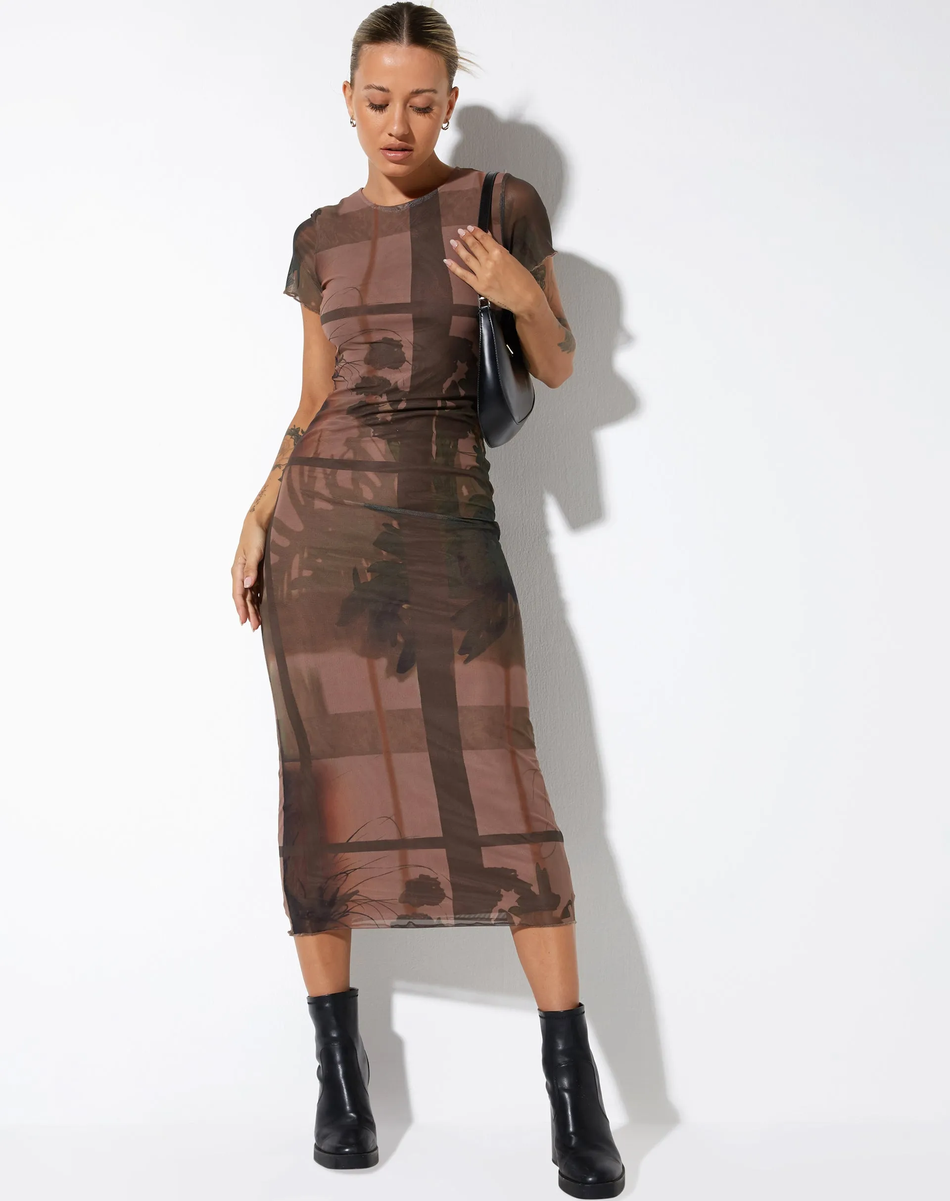 Roska Midi Dress in Photo Brown