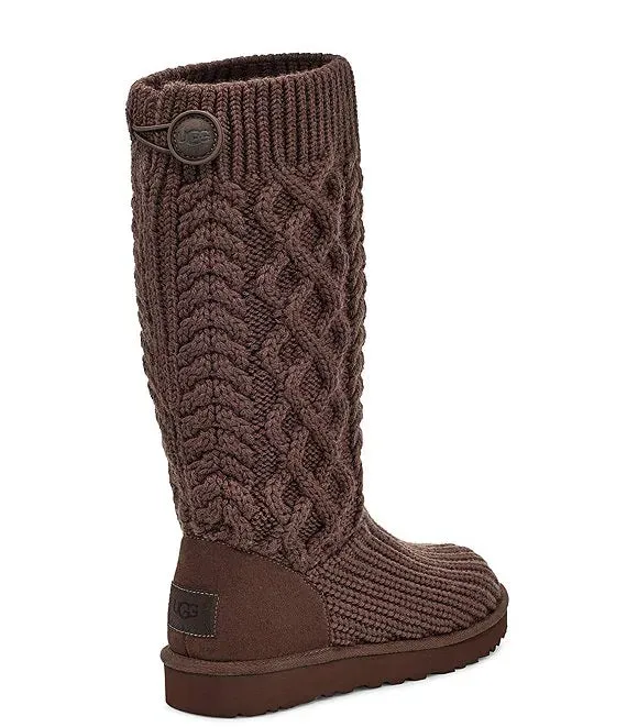 Womens Burnt Cedar UGG Classic Cardi Cable Knit Boots